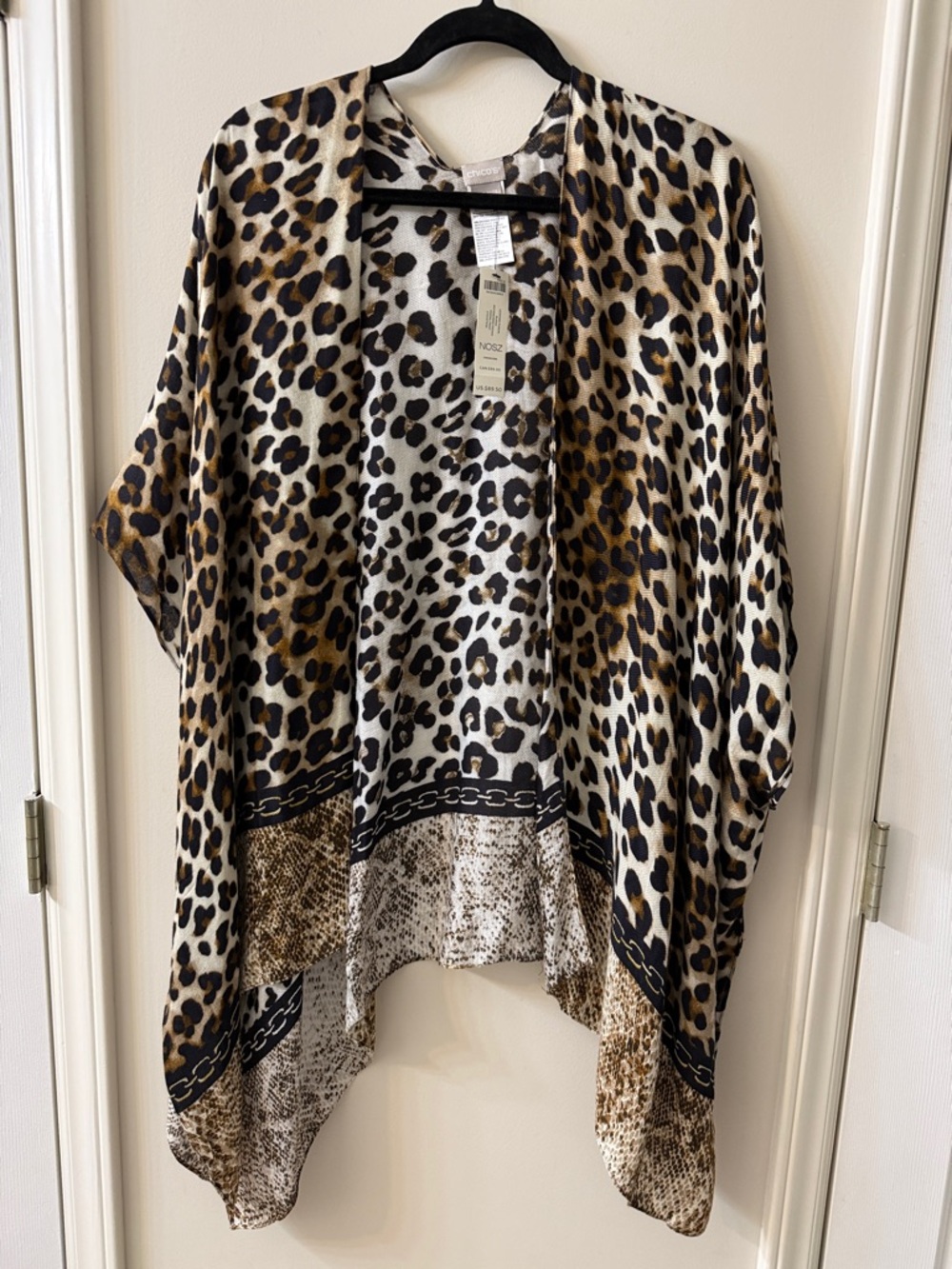 Chico's Leopard-Print Open Cardigan in Brown, Black, Cream